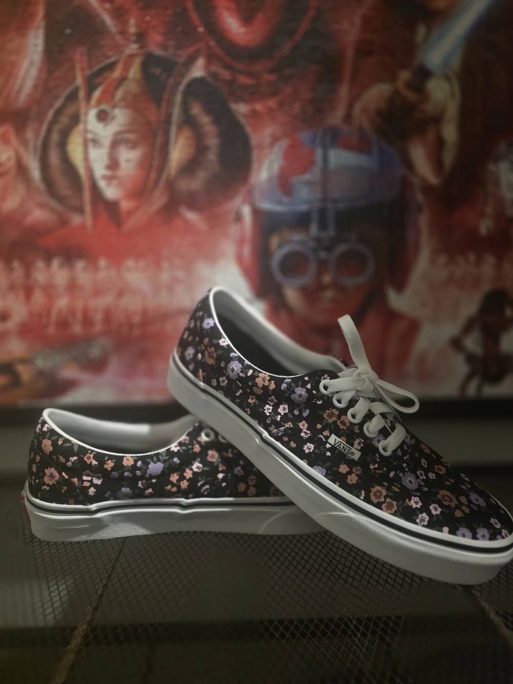Vans Black Floral Low-Top Lace-Up Sneakers